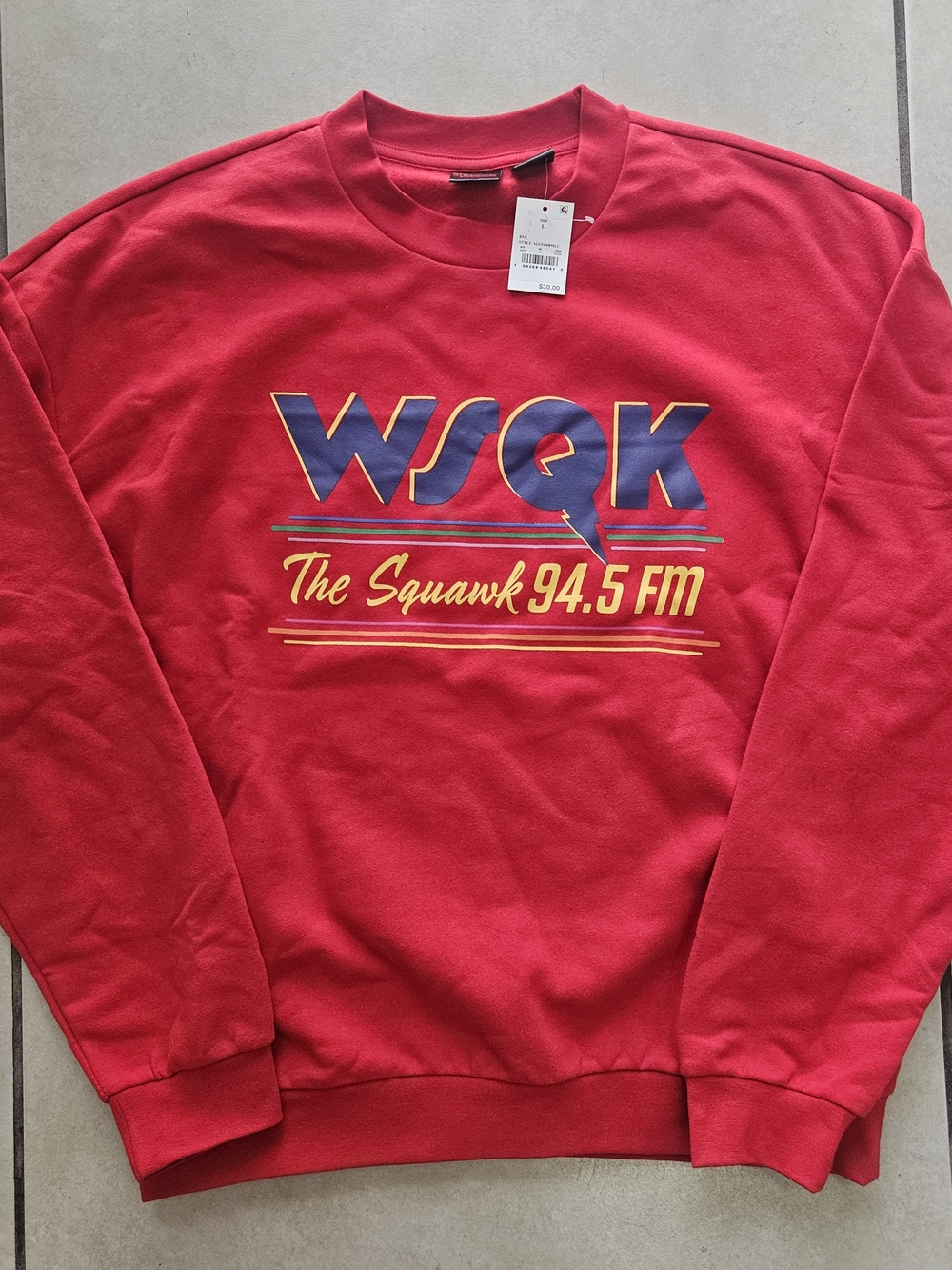 Stranger Things WSQK The Squawk 94.5 FM Red Crewneck Sweatshirt